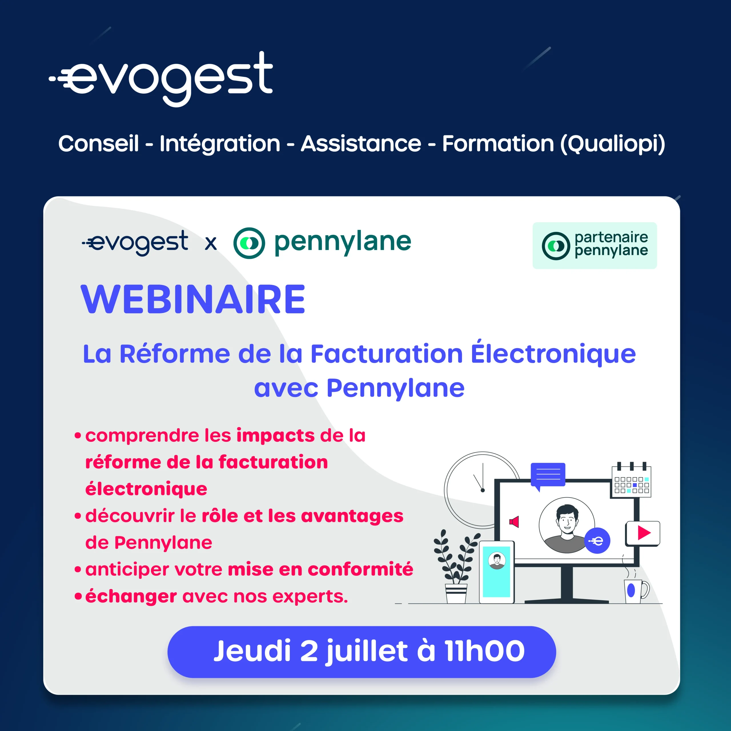 webinaire Pennylane avec Evogest - 2 juillet à 11h : la réforme de la facturation électronique avec Pennylane